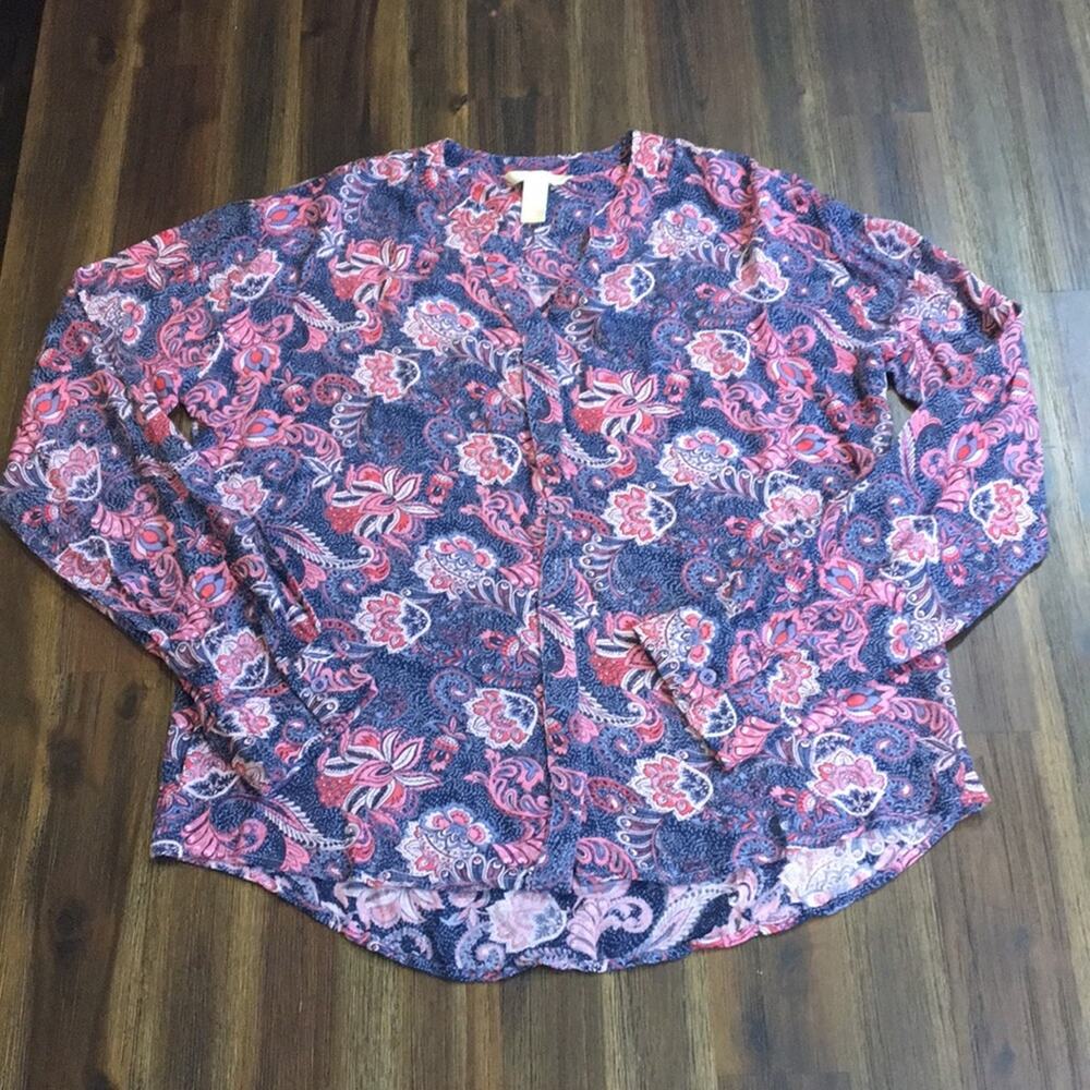 Banana Republic hi-low floral and paisley blouse
